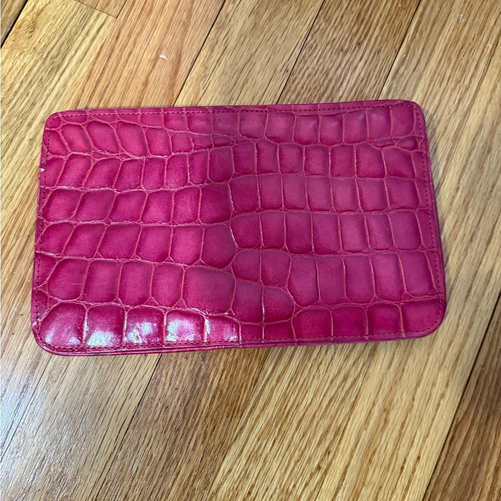 Pink Crocodile Pattern Wristlet